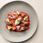 Beetroot Cured Salmon with Creme Fraiche image