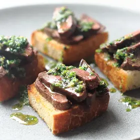 Seared Wood Pigeon and Garlic Toast image