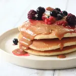 Pancakes with Peanut Caramel and Berries image