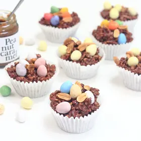 Peanut Caramel Rice Crispy Cakes image