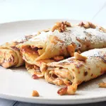 Peanut Caramel Cream Cheese Pancakes image