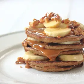 Peanut Caramel Banana and Oat Pancakes image