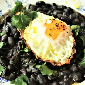 Crispy Fried Egg and Black Beans image