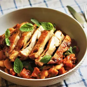 Cured Chicken Leg with Butter Beans image