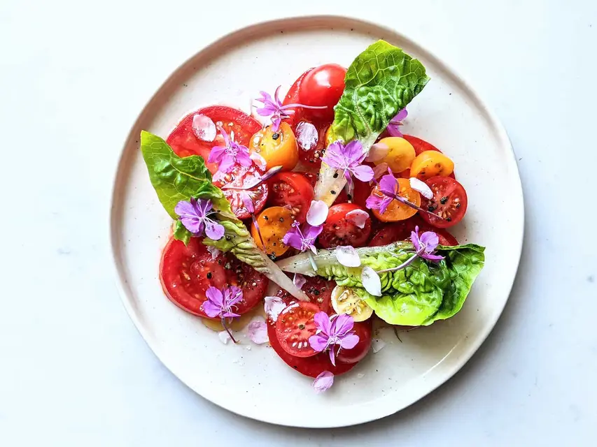 Tomatoes and rosebay willowherb image