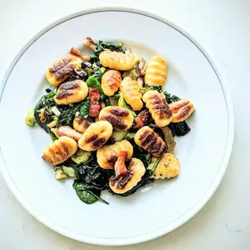 Gnocchi with Bacon and Sautéed Greens image