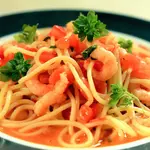 Tomato Concasse and Prawn Spaghetti image